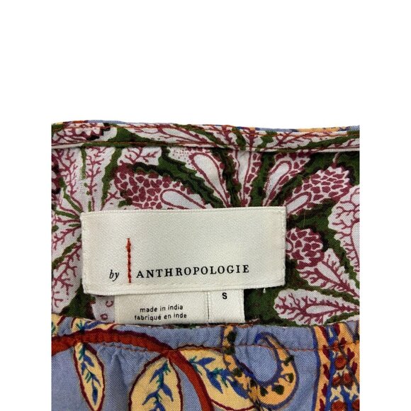 Anthropologie Sonrisa Paisley Top S Print Balloon Sleeve Boho Blouse - Picture 2 of 5